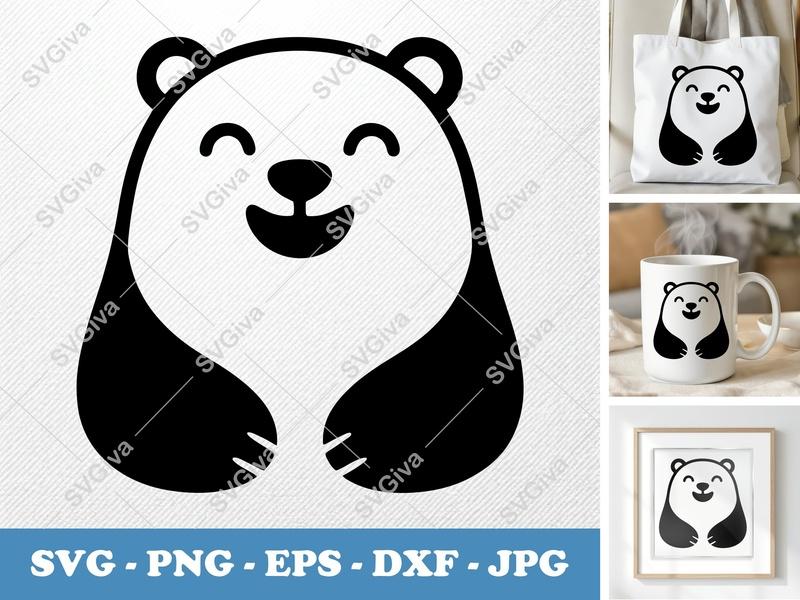Polar Bear SVG | Smiling Puffy Pillow Soft Bear | PNG DXF EPS for Cricut Silhouette