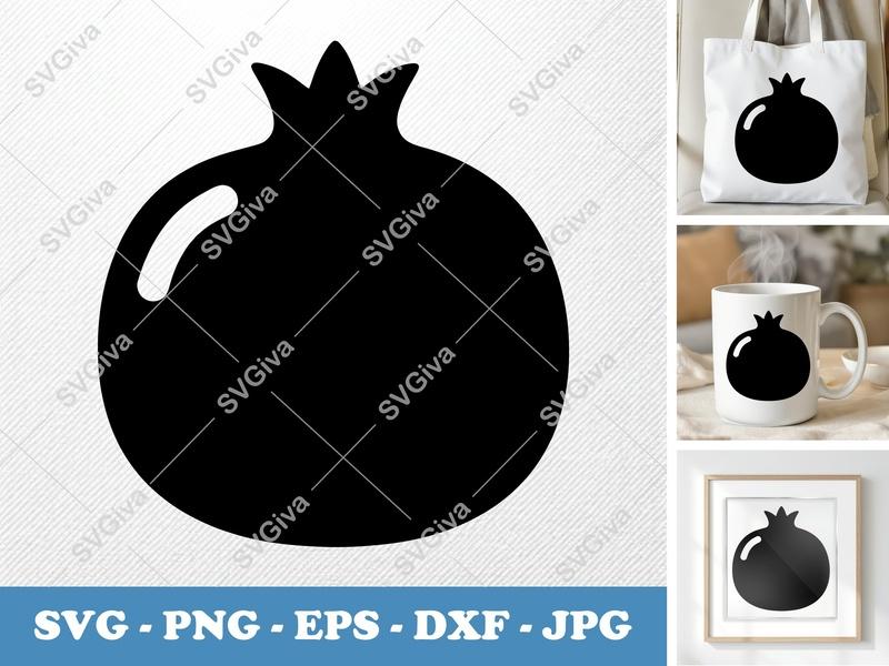 Pomegranate SVG, Puffy Shape, Inflated Design | PNG DXF EPS | Cricut Silhouette File