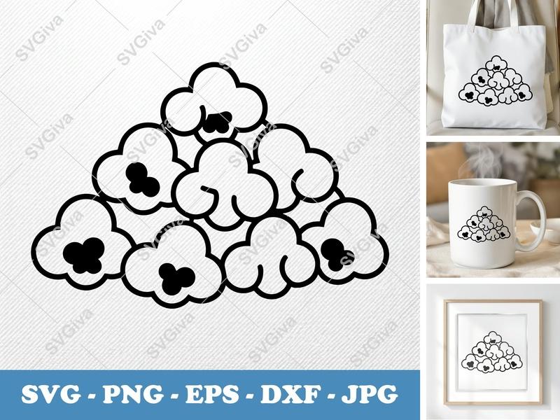 Popcorn SVG PNG DXF EPS | Cut File Cricut Silhouette | Movie Night Snack Vector