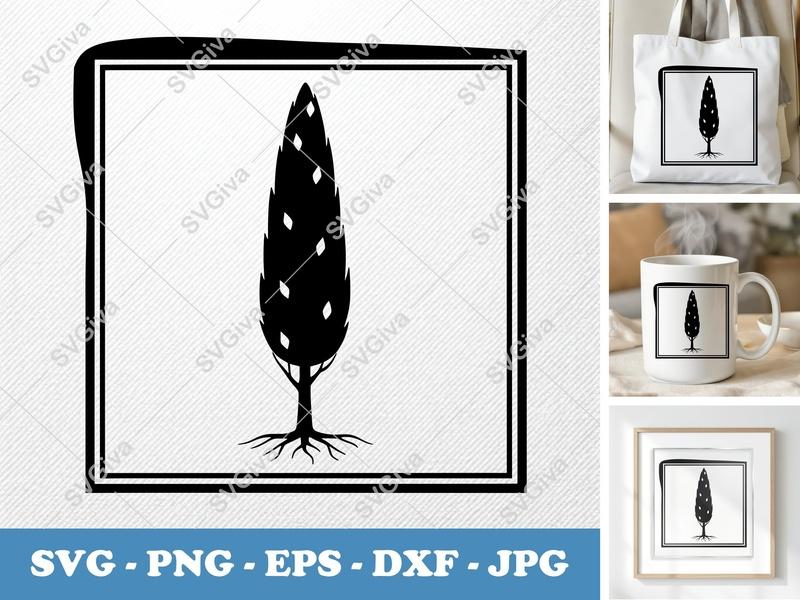 Poplar Tree SVG | Modern Clean Design, Rooted Silhouette | PNG EPS DXF for Cricut & Silhouette Cut Files