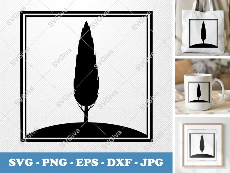 Poplar Tree SVG | Modern Clean Silhouette Cut File | PNG EPS DXF | Cricut & Silhouette Compatible