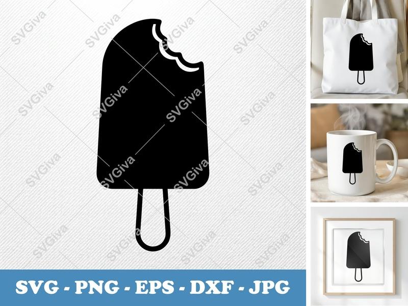 Popsicle SVG, Bitten Ice Pop Cut File, Modern Sweet Treat, PNG EPS DXF for Cricut & Silhouette, Summer Dessert Vector