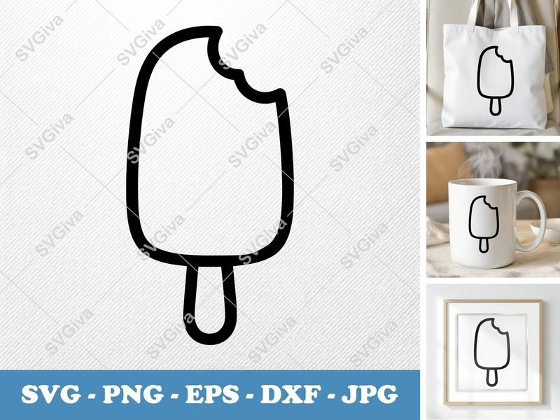 Popsicle SVG, Bitten Ice Pop Cut File, Summer Treat, Food Clipart | PNG EPS DXF for Cricut & Silhouette