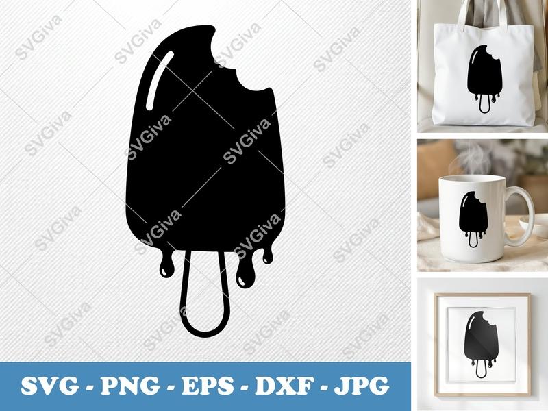 Popsicle SVG | Bitten Melting Ice Pop | Drip Effect PNG EPS DXF | Cricut Silhouette File | Summer Treat Clipart