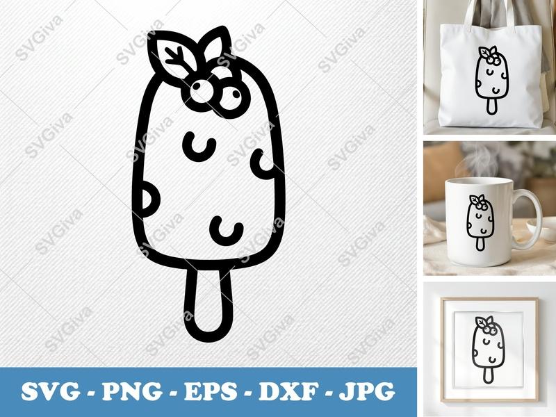 Popsicle SVG | Fruity Ice Pop Cut File with Berries & Leaves | PNG EPS DXF for Cricut & Silhouette | Summer Treat Clipart