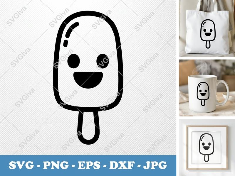 Popsicle SVG, Happy Ice Pop Cut File, Kawaii Summer Treat | PNG EPS DXF for Cricut & Silhouette