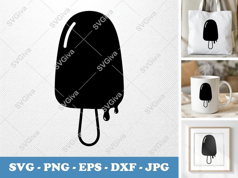Popsicle SVG | Melting Ice Cream Bar Silhouette | PNG EPS DXF | Cricut & Silhouette Cut File | Summer Treat Vector Clipart