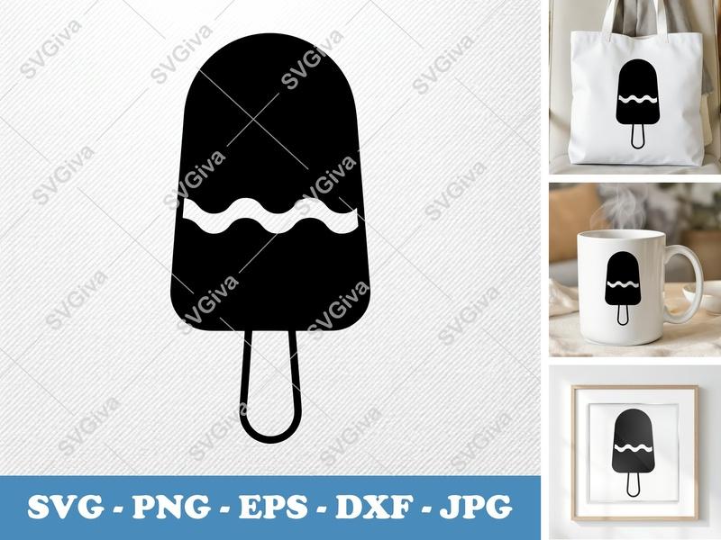 Popsicle SVG | Modern Wave Design, Ice Cream Treat | PNG EPS DXF | Cricut Silhouette Cut File