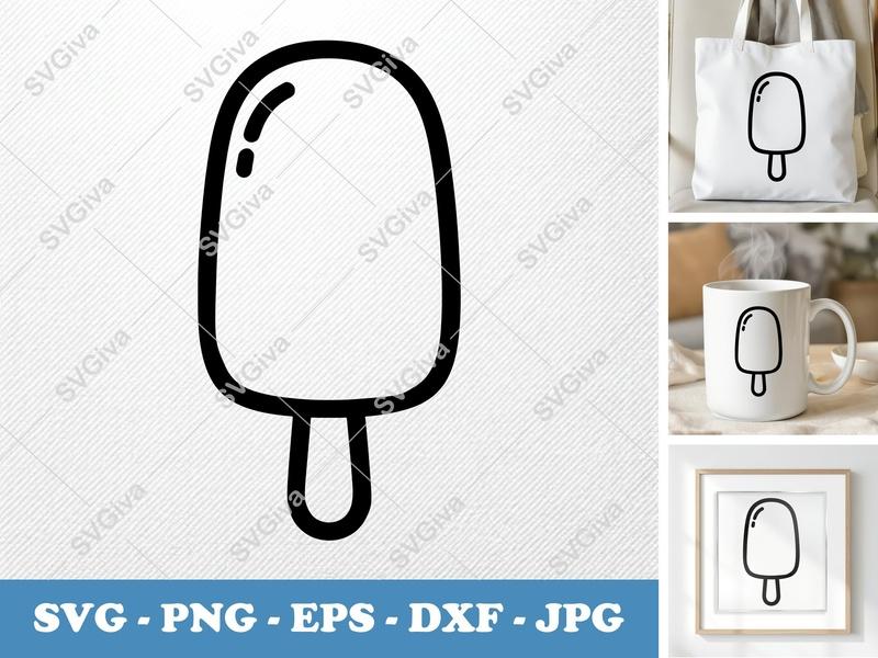 Popsicle SVG | Outline Ice Pop Cut File | Modern Ice Cream Stick | PNG EPS DXF for Cricut Silhouette