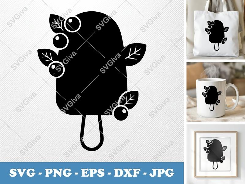 Popsicle with Garnish SVG | Puffy Soft Shapes | Inflated Pillow Art | PNG DXF EPS | Cricut Silhouette File