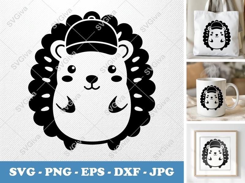Porcupine in a Cap SVG PNG DXF EPS | Cute Animal Cut File Cricut Silhouette