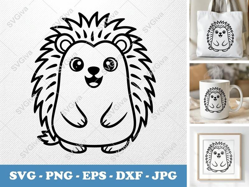 Porcupine Smiling Happily SVG PNG DXF EPS | Cricut Silhouette Cut File