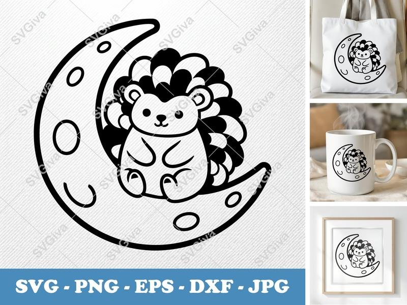Porcupine SVG | Puffy Moon Hugger | Pillow-Soft Forms | PNG DXF EPS | Cricut Silhouette File