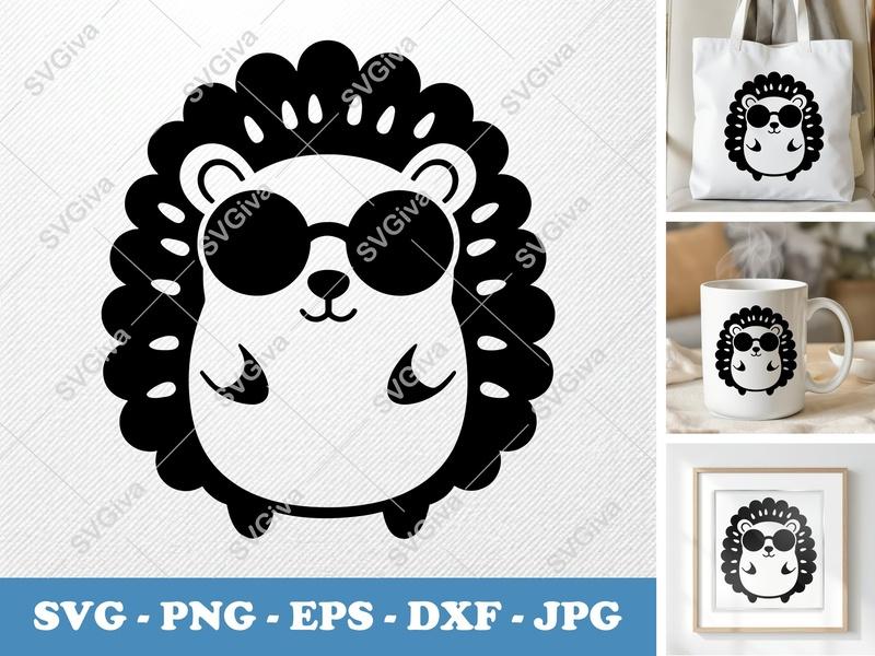 Porcupine Wearing Sunglasses SVG PNG DXF EPS | Cricut Silhouette Cut File Vector