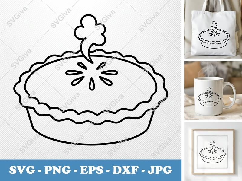 Pot Pie Fresh SVG | Rounded Friendly Bean-Shaped Design | PNG DXF EPS | Cricut Silhouette Kitchen Cut File