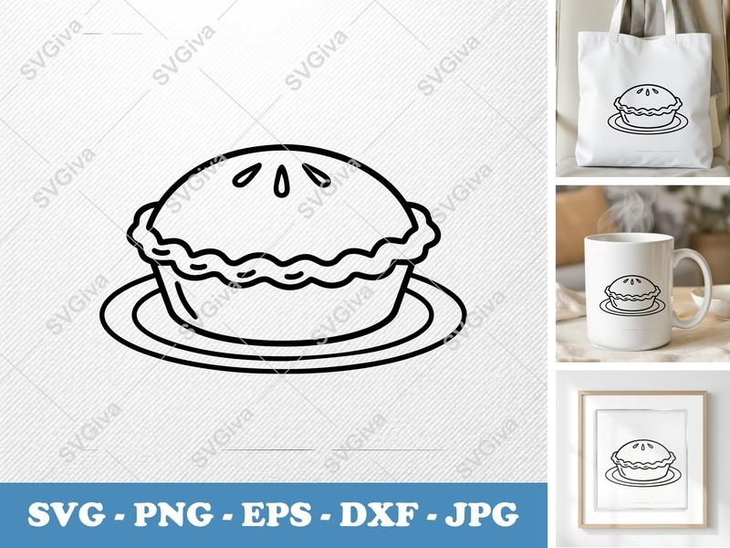 Pot Pie on a Plate SVG | Friendly Bean-Shaped Design | Rounded Body Cut File | PNG DXF EPS | Cricut Silhouette