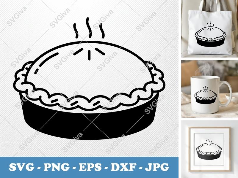 Pot Pie SVG | Hot Pie Clipart, Food Vector, Modern Kitchen Design | PNG EPS DXF | Cricut Silhouette File
