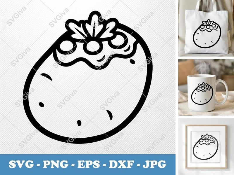 Potato SVG | Baked Potato Clipart with Toppings | Food Outline PNG, EPS, DXF for Cricut, Silhouette | Kitchen Decal