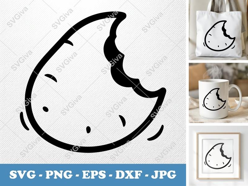 Potato SVG, Bitten Potato Cut File, Modern Food Clipart, Farmhouse Decor, PNG EPS DXF for Cricut, Silhouette, Vector Graphic