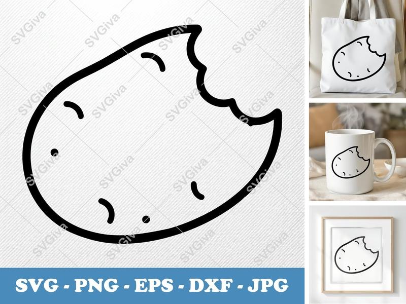 Potato SVG, Bitten Potato Outline, Simple Food Icon, Modern Cut File, PNG EPS DXF for Cricut & Silhouette