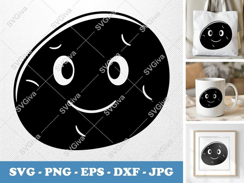 Potato SVG | Cute Happy Potato Face Cut File | PNG EPS DXF for Cricut & Silhouette | Kawaii Vegetable Clipart