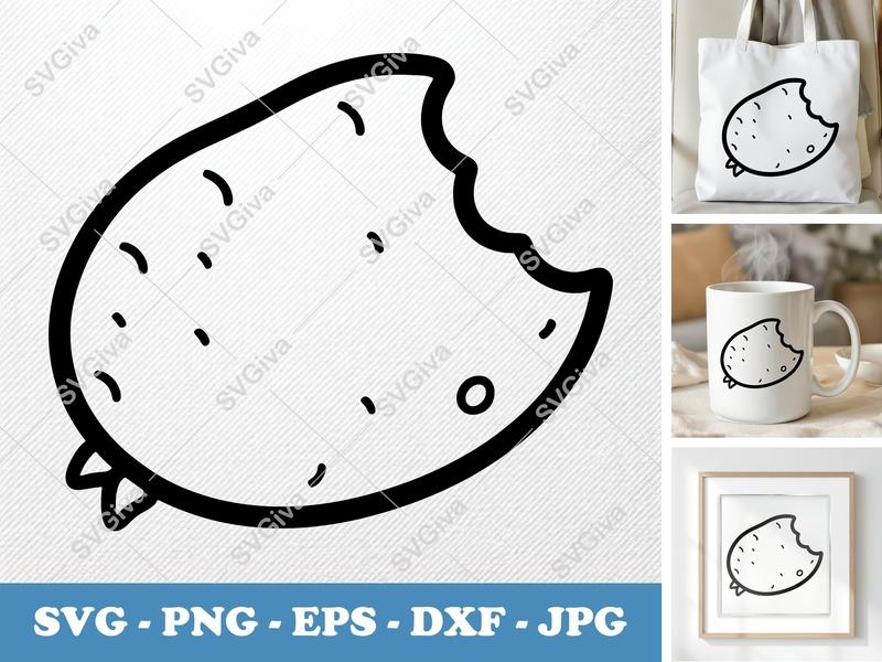 Potato SVG | Outline Bite Mark Sprout | PNG EPS DXF | Cricut Silhouette File | Food Vegetable Clip Art Vector