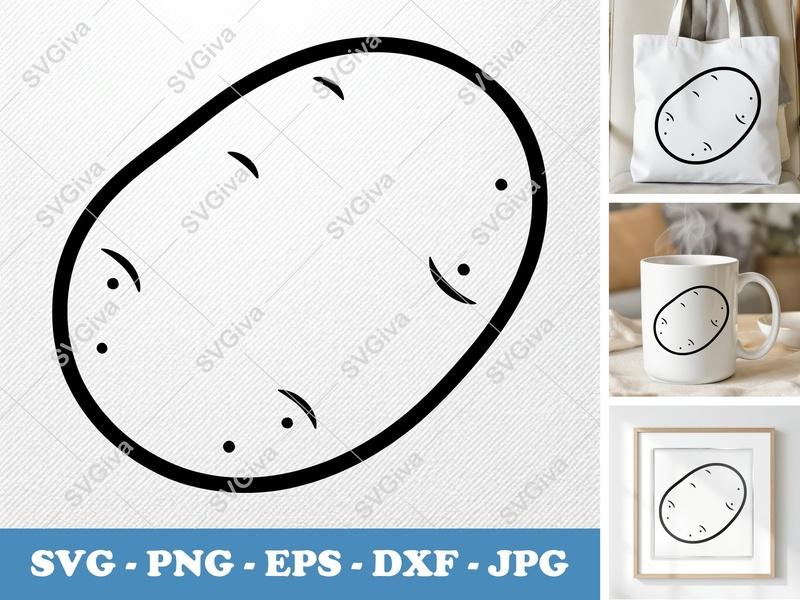 Potato SVG | Vegetable Cut File EPS PNG DXF Cricut Silhouette