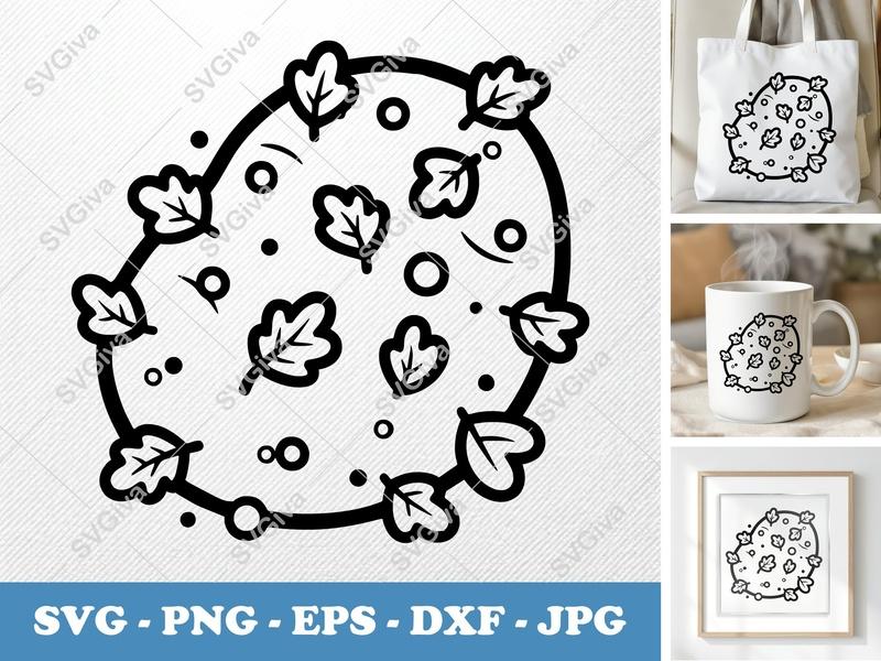 Potato SVG with Leaves, Modern Clean Design | PNG EPS DXF Files for Cricut & Silhouette, Leafy Potato Cut File