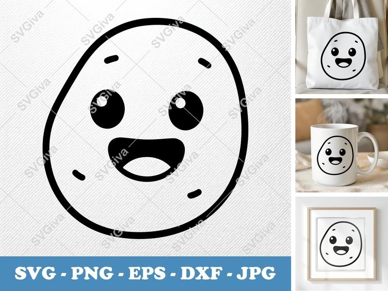 Potato with Smiling Face SVG | PNG DXF EPS Cut File for Cricut Silhouette