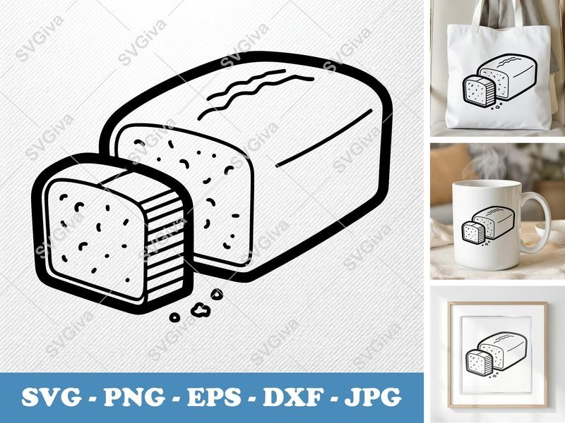 Pound Cake Partially Eaten SVG | Double-Outline Minimalist Design | Thick Contour, Clean Space | PNG DXF EPS | Cricut Silhouette