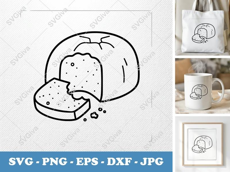 Pound Cake Partially Eaten SVG | Friendly Rounded Bean-Shaped Cut File | PNG DXF EPS | Cricut Silhouette Kitchen