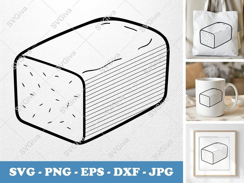Pound Cake SVG, Clean Modern Loaf Design | PNG EPS DXF for Cricut Silhouette | Bakery Kitchen Cut File