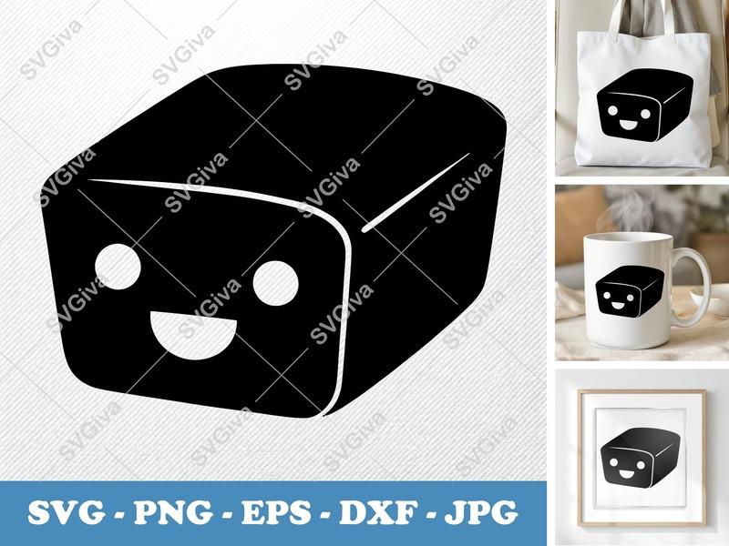Pound Cake SVG, Kawaii Loaf Cut File, Minimalist Bread Clipart, Cute Food Vector | PNG EPS DXF for Cricut Silhouette