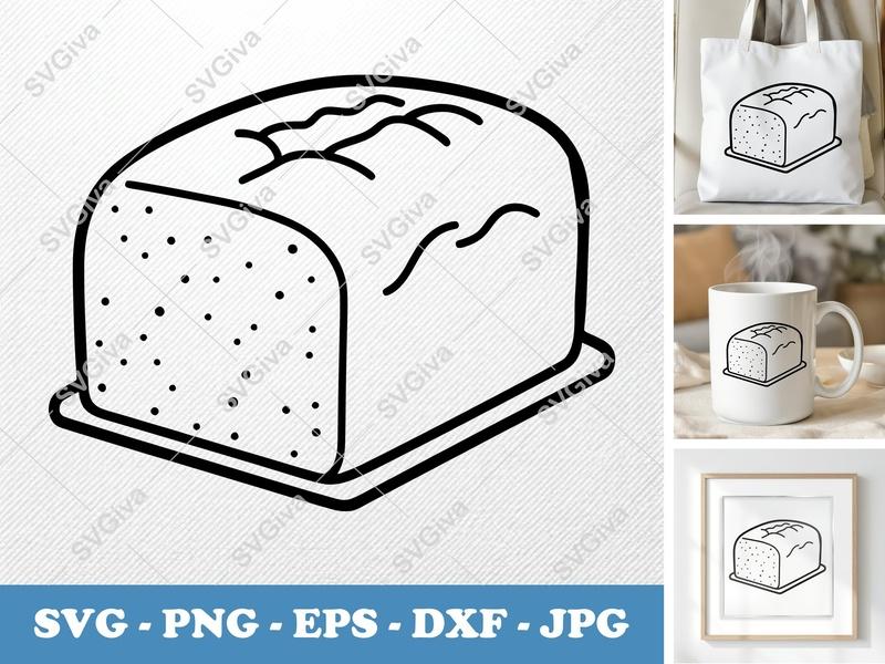 Pound Cake SVG | Loaf Bread Cut File PNG DXF EPS Cricut Silhouette Food Kitchen Bakery