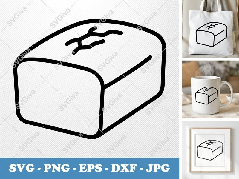 Pound Cake SVG, Loaf Cake Cut File, Modern Clean Design - SVG PNG EPS DXF for Cricut & Silhouette, Bakery Clipart