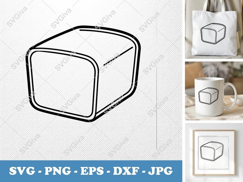 Pound Cake SVG | Modern Outline Design, Baking Clip Art, Cake Slice PNG EPS DXF for Cricut, Silhouette, Dessert Food