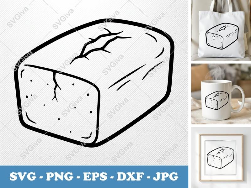 Pound Cake SVG, Outline Bakery Food Clipart, PNG EPS DXF, Cricut Silhouette Cut File, Modern Kitchen Craft Design