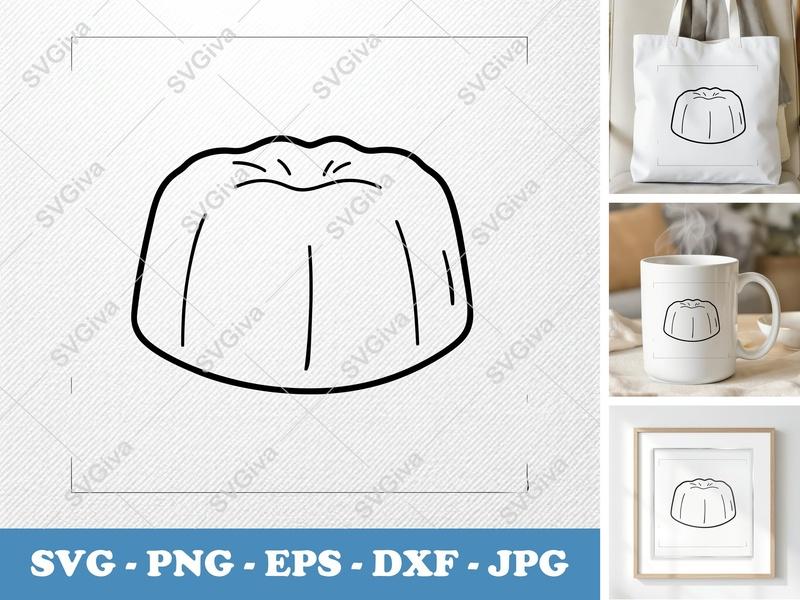 Pound Cake SVG, Puffy Dessert Cake PNG DXF EPS | Soft Inflated Form Cut File Cricut Silhouette