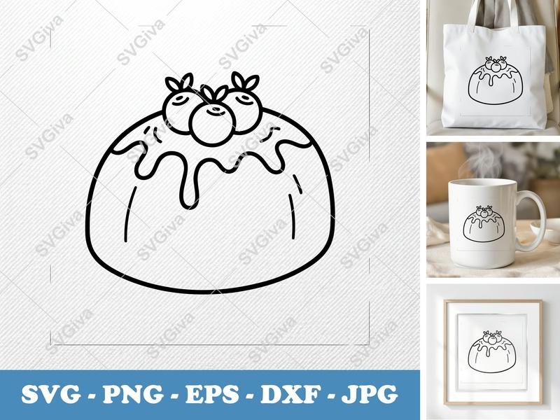 Pound Cake with Garnish SVG | Rounded Friendly Bean-Shaped Cake | PNG DXF EPS | Cricut Silhouette File