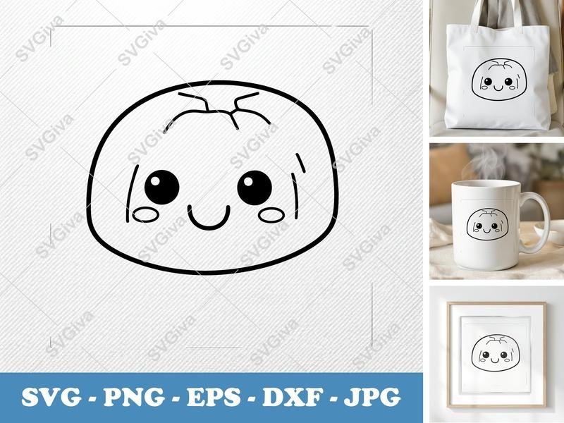 Pound Cake with Smiling Face SVG, Friendly Rounded Body Bean-Shaped Forms, PNG DXF EPS for Cricut & Silhouette