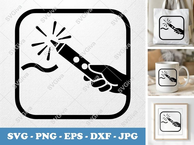 Presentation Pointer SVG | Modern Laser Pen Clipart | Hand Holding Remote | PNG EPS DXF for Cricut, Silhouette