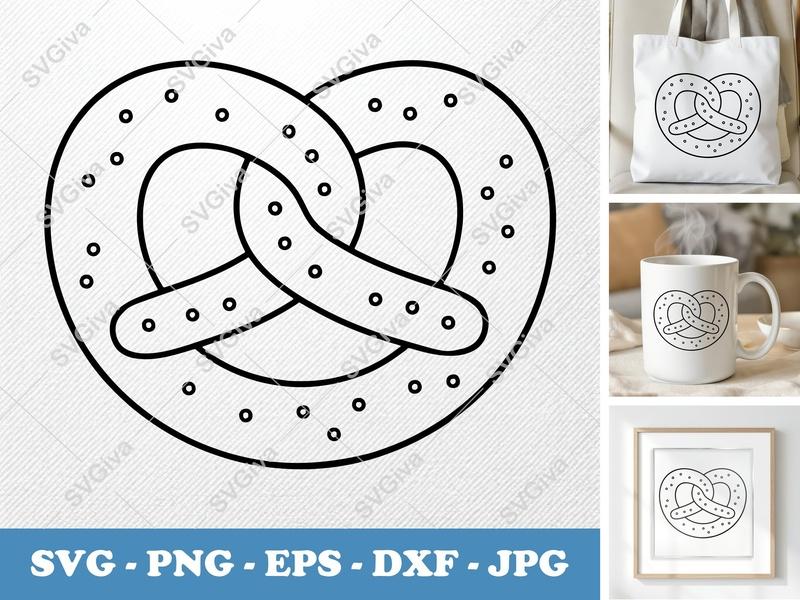 Pretzel SVG | Modern Clean Design with Salt Dots | PNG EPS DXF | Cricut Silhouette Cut File