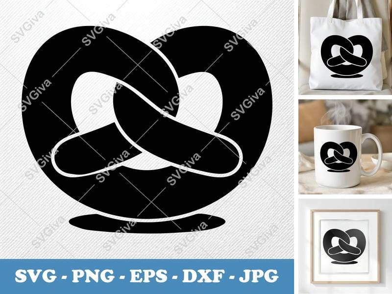 Pretzel SVG, Modern Pretzel Cut File, Food Snack Design, PNG EPS DXF | Cricut Silhouette Vector Art