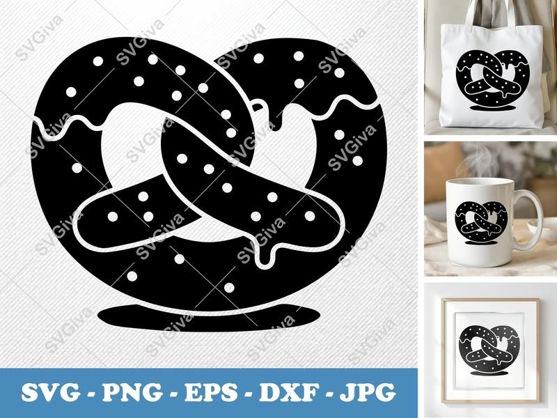 Pretzel SVG | Modern Pretzel with Icing & Sprinkles | Food SVG, PNG, EPS, DXF for Cricut & Silhouette