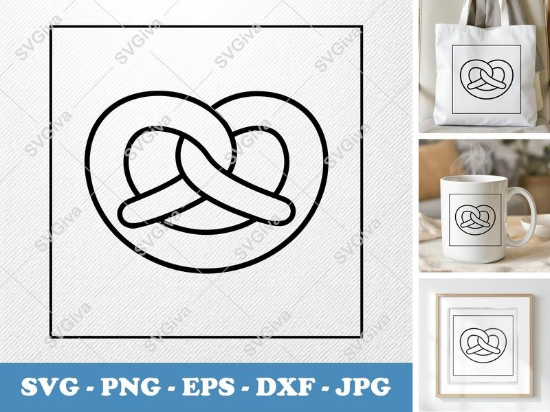 Pretzel SVG | Modern Simple Outline Design | PNG EPS DXF for Cricut Silhouette | Bakery Snack Food Clip Art