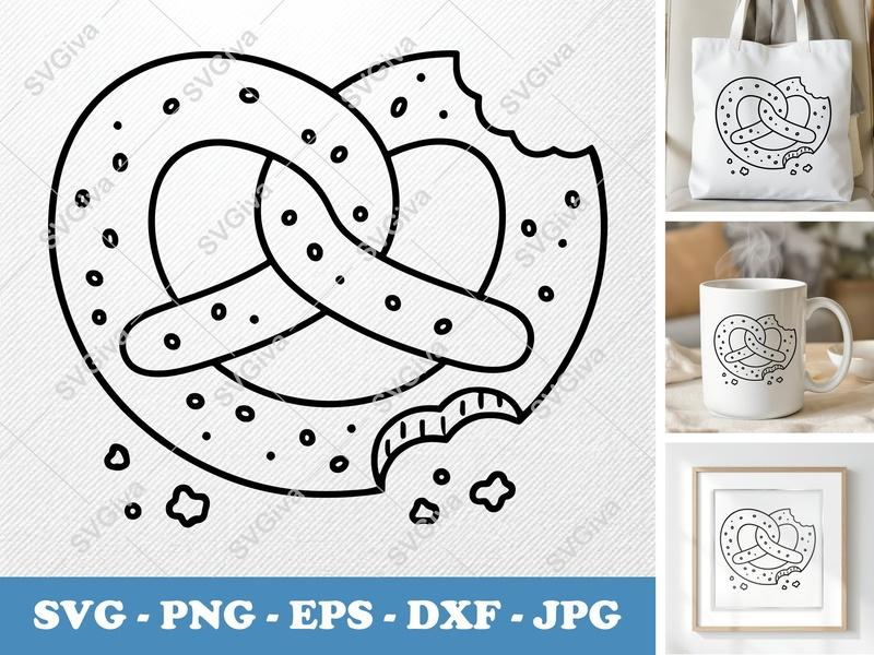 Pretzel SVG | Partially Eaten, Friendly Bean-Shaped Design | PNG DXF EPS | Cricut Silhouette File