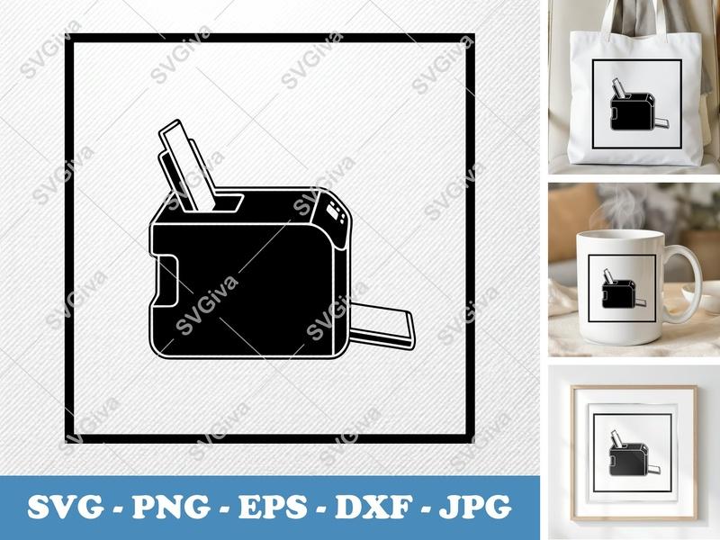 Printer SVG | Modern Clean Design, Home Office Device PNG EPS DXF | Cricut Silhouette Cut File, Business Icon