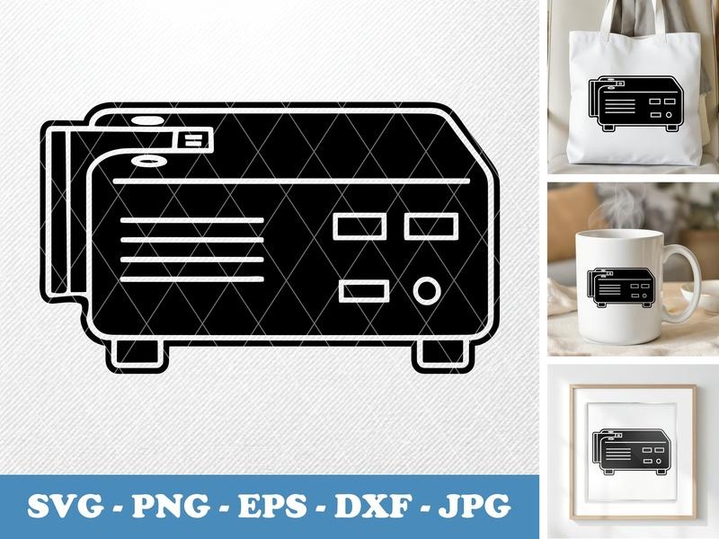 Projector in side view profile SVG | Solid Black Fill | Contour Outline | PNG EPS DXF | Cricut Silhouette Cut File