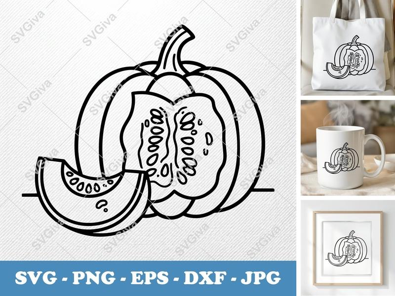 Pumpkin Partially Eaten SVG | Cut File PNG DXF EPS Cricut Silhouette Autumn Harvest