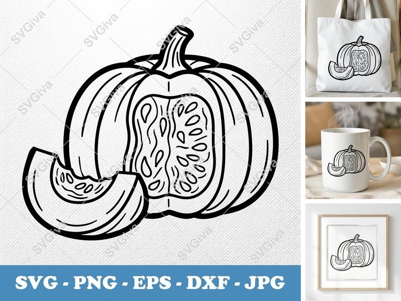 Pumpkin Partially Eaten SVG | Fall Harvest Cut File PNG DXF EPS Cricut Silhouette